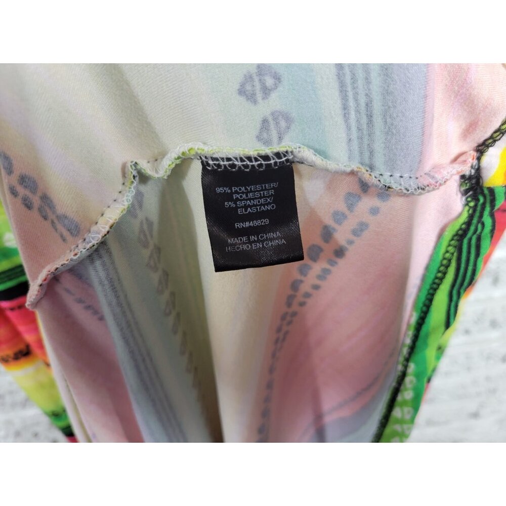 Rouge 3X Plus Size Dress Fluorescent Red Striped Midi Slip STR220E - Picture 10 of 11